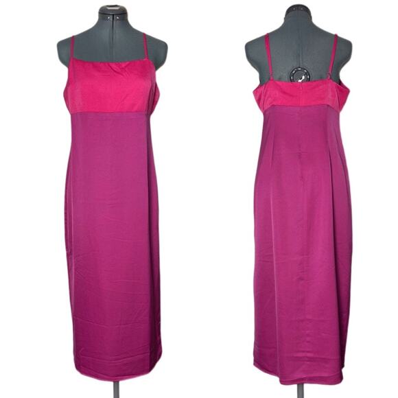 NWT Lulus Feeling Sensational Midi Dress Women's Large Color Block Pink/Magenta - Picture 3 of 16